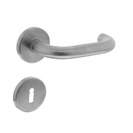 Deurkruk Rond op rozet met sleutelgat rvs geborsteld