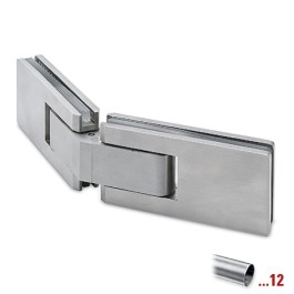 RVS glasdeurscharnier 135°, glas/glas voor glasdikte 8 - 12 mm