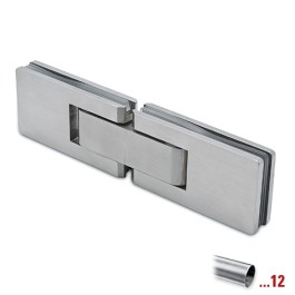 RVS glasdeurscharnier 180°, glas/glas voor glasdikte 8 - 12 mm