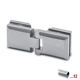 RVS glasdeurscharnier, geborsteld, glas/glas voor glasdikte 6 - 10 mm