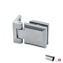 RVS glasdeurscharnier, gepolijst, glas/wand voor glasdikte 6 - 10 mm