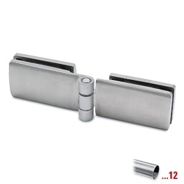 RVS glasdeurscharnier 180°, glas/glas voor glasdikte 6 - 10 mm