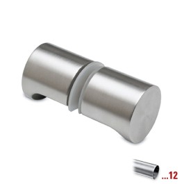 RVS glasdeurknop type D, dubbelzijdig voor glasdikte 8 - 12 mm