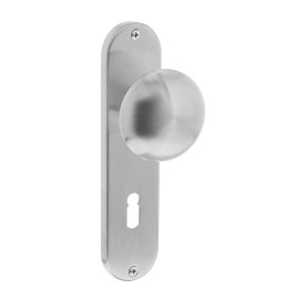 Knop op kortschild met sleutelgat maat 72 mm rvs geborsteld