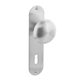 Knop op schild plat sleutelgat 72 mm rvs geborsteld