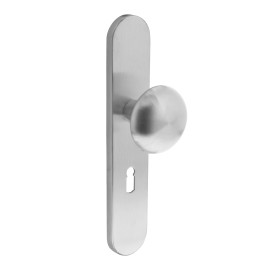 Knop op schild met sleutelgat maat 56 mm rvs geborsteld