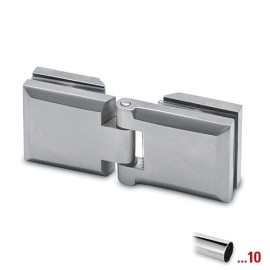 RVS glasdeurscharnier gepolijst, glas/glas voor glasdikte 6 - 10 mm