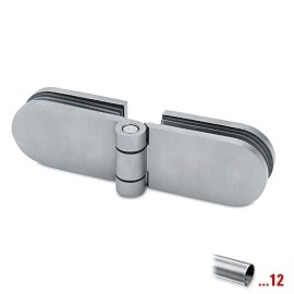 RVS glasdeurscharnier, geborsteld, glas/glas voor glasdikte 6 - 10 mm