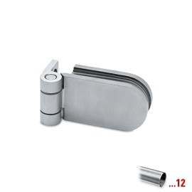 RVS glasdeurscharnier, geborsteld, glas/wand voor glasdikte 6 - 10 mm