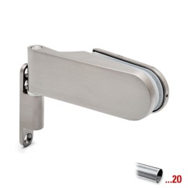 RVS glasdeurscharnier, zamack / aluminium, voor glasdikte 8 - 10 mm