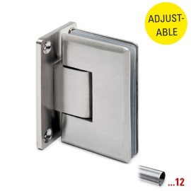 RVS glasdeurscharnier 90°, glas/wand, verstelbaar voor glasdikte 8 - 10 mm