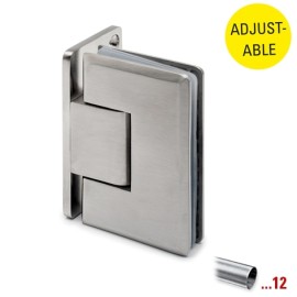 RVS glasdeurscharnier 90°, glas/wand, verstelbaar voor glasdikte 8 - 10 mm