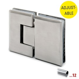 RVS glasdeurscharnier 90°, glas/glas, verstelbaar voor glasdikte 8 - 10 mm