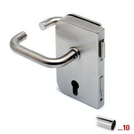Glasdeurslotkast type C, met krukken, draairichting links voor glasdikte 8 - 12 mm - Chroom design