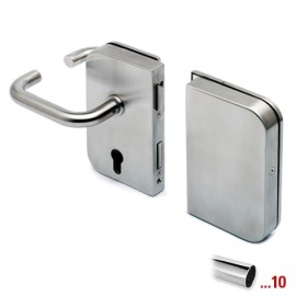 Glasdeurslotkast type E, met krukken en tegenkast, draairichting links voor glasdikte 8 - 12 mm - Chroom design