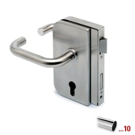 Glasdeurslotkast type B met krukken, draairichting rechts voor glasdikte 8 - 12 mm - Chroom design