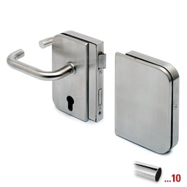 Glasdeurslotkast type D met krukken en tegenkast, draairichting rechts voor glasdikte 8 - 12 mm - Chroom design