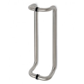 RVS deurgreep type C, 90°, dubbelzijdig, Ø 25,4 mm, L 500 mm voor glas / hout 8 - 40 mm