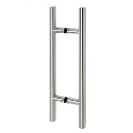RVS Deurgreep type E, dubbelzijdig, Ø 25,4 mm, L 500 mm, H 300 mm voor glas / hout 8 - 40 mm
