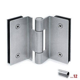 RVS glasdeurscharnier glas/glas voor glasdikte 10 - 12 mm